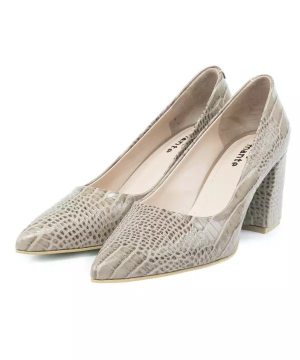 کفش پاشنه بلند چرم طبیعی زنانه منط طرح پوست تمساح